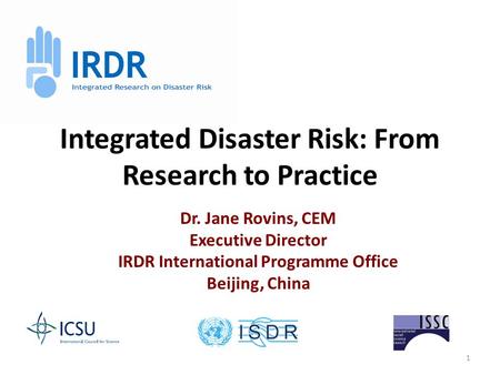 IRDR Young Scientists Programme in China