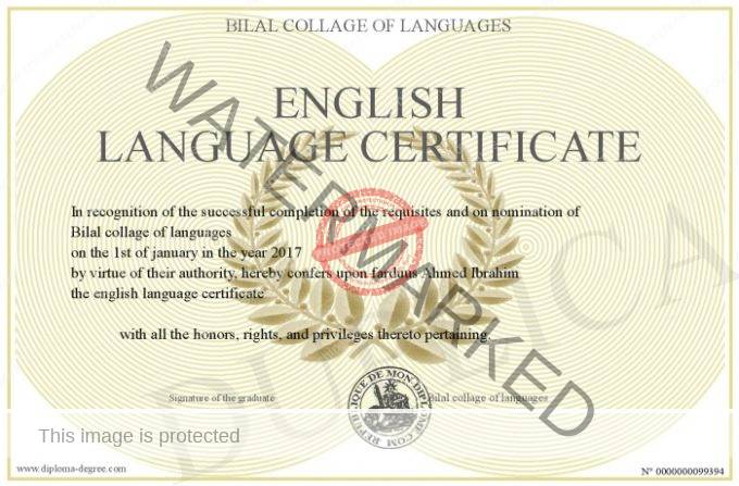 Certificato di lingua inglese