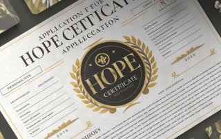 Application for Hope Certificate, Sample of Application and Hope Hope Certificate